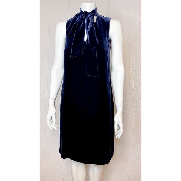 LAFAYETTE 148 Silk Velvet Navy Bow Sleeveless Mini Dress SMALL NWT $498 - Picture 6 of 13